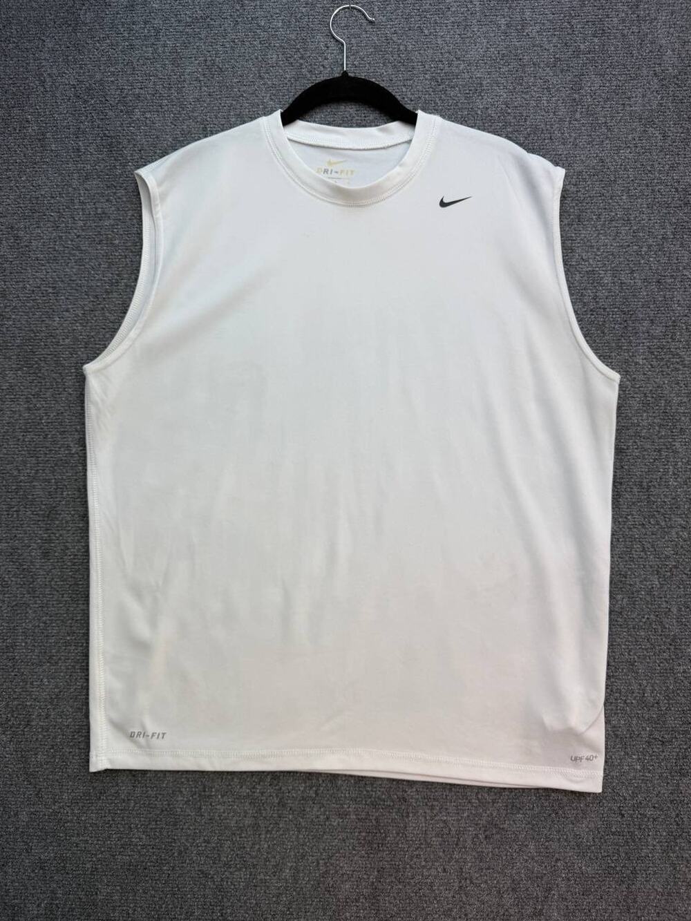 Nike Dri-FIT Men’s Large White Sleeveless Athletic Training Shirt UPF 40+